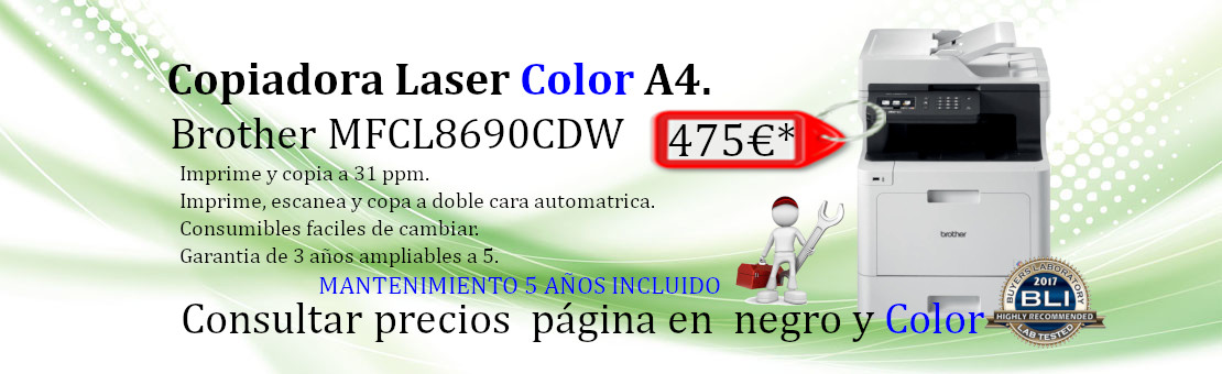 Copiadora Multifuncion Brother Laser Color A4 MFCL8690CDW ofrecida en Compra, Renting y alquiler